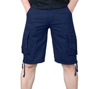 Pantaloni cargo da uomo corti elasticizzati, con molte tasche, per attività all'aria aperta, durevoli, leggeri, estivi, in tinta unita, classici estivi, per la corsa e il casual, Blu marino, XXL