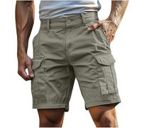 Pantaloni Cargo Da Uomo Elasticizzati Corti - Cargo Shorts Baggy Pantaloni Da Lavoro Traspirante Basic Cargo Pantaloni Estivi Leggeri Relaxed Per Il Tempo Libero, Con Tasche, Tinta Unita Bermuda