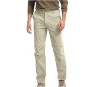 Pantaloni cargo da uomo elasticizzati da lavoro, pantaloni casual staccabili, con tasche multiple, in tinta unita, leggeri, traspiranti, convertibili, per escursioni all'aperto, safari, Beige, L