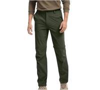 Pantaloni cargo da uomo elasticizzati da lavoro, pantaloni casual staccabili, con tasche multiple, in tinta unita, leggeri, traspiranti, convertibili, per escursioni all'aperto, safari, Verde, L