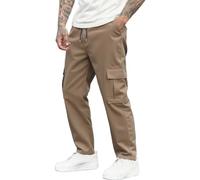 Pantaloni cargo da uomo, elasticizzati, da trekking, multi tasche, per il tempo libero, a gamba larga, per le escursioni, traspiranti, comodi, da trekking, tinta unita, dritti, cachi, L