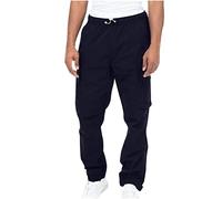 Pantaloni cargo da uomo, elasticizzati, per il tempo libero, multi tasche, da trekking, a gamba larga, vestibilità comoda, traspiranti, comodi, pantaloni da jogging in tinta unita, Blu marino, 5XL