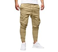 Pantaloni cargo da uomo, elasticizzati, slim fit, casual, kaki, con risvolto, pantaloni da combattimento, mimetici, pantaloni da lavoro, attività all'aperto, pantaloni cargo da allenamento, taglia