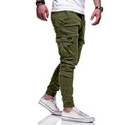 Pantaloni cargo da uomo, elasticizzati, slim fit, casual, kaki, con risvolto, pantaloni da combattimento, mimetici, pantaloni da lavoro, attività all'aperto, pantaloni cargo da allenamento, taglia