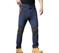 Pantaloni cargo da uomo, estivi con tasche multiple, sportivi, traspiranti, comodi, per il tempo libero, taglio dritto, largo, alla moda, per la libertà di movimento, Blu scuro, XL