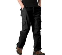Pantaloni cargo da uomo, in cotone, casual, militari, da combattimento, vestibilità comoda, leggeri, elasticizzati, gamba dritta, taglie da 29 a 44, con bottone e cerniera, Nero , 60