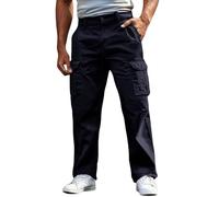 Pantaloni cargo da uomo, leggeri, comodi, per il tempo libero, con elastico, in cotone, per il tempo libero, tinta unita, con tasche con chiusura lampo, O blu navy, M