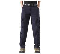 Pantaloni cargo da uomo Pantalon décontracté d'extérieur à Jambe Droite Pour Hommes Avec plusieurs poches et Pantalon de Travail Ample, Blu marino, 44