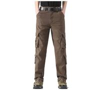 Pantaloni cargo da uomo Pantalon décontracté d'extérieur à Jambe Droite Pour Hommes Avec plusieurs poches et Pantalon de Travail Ample, caffè, W31