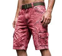 Pantaloni cargo da uomo, pantaloncini da lavoro, con tasche multiple, per il tempo libero, in cotone, traspiranti, per attività all'aperto, con cintura, vestibilità regolare, tinta unita, lunghezza al