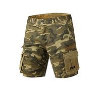 Pantaloni cargo da uomo Plaid Camouflage Casual Sport Tasca Pulsante Grandi Dimensioni Pantaloncini Lavati Pantaloni sportivi Pantaloni della tuta, Giallo, 46