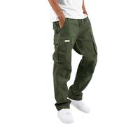 Pantaloni cargo da uomo streetwear, per il tempo libero, con tasche multifunzionali, corda decorativa, allacciatura per lo stile urbano, attività all'aria aperta, tutti i giorni, verde militare, XXL