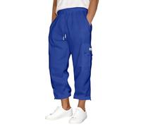 Pantaloni cargo da uomo tasche in vita Sport Casual Pantaloni solidi Pantaloni lunghi larghi Tasche Outdoor Escursionismo Lavoro Pantaloni della tuta, Blu, S