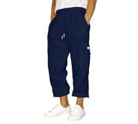 Pantaloni cargo da uomo tasche in vita Sport Casual Pantaloni solidi Pantaloni lunghi larghi Tasche Outdoor Escursionismo Lavoro Pantaloni della tuta, Marina Militare, XL