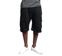 Pantaloni cargo da uomo Tethered per il tempo libero, sport, corsa, allenamento, fitness, pantaloni a cinque punti, pantaloni sportivi da allenamento, pantaloni della tuta da uomo, Nero , XXL