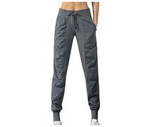 Pantaloni Cargo Donna Comodi Larghi Pantaloni Trekking Leggeri Pinocchietti Elegante Cropped con Tasca Casual Vita Alta Bermuda Capri Sportivi Pantalone Tuta Coulisse Regolabile Jogger Estivo Yoga