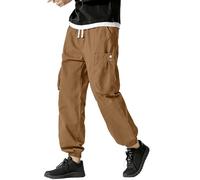 Pantaloni cargo estivi da uomo, leggeri, elasticizzati, taglie forti, con elastico in vita e molte tasche, pantaloni sportivi da allenamento, tinta unita, classici pantaloni da lavoro, cachi, M