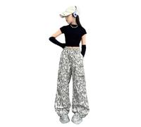 Pantaloni Cargo Larghi Bambina Leopardati Comodi Eleganti Estivi Pantaloni Baggy Ragazza Elastico in Vita Morbidi Elasticizzati Scuola Casual Vacanza Sportivo Pants 4-15 Anni (Light Gray, 10-11 Years)