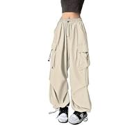 Pantaloni cargo larghi da donna per asciugatura joggers stile compressione flare abito bello calcio arrampicata mimetico slim fit pantaloni tuta da donna allentato, Beige, L