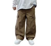 Pantaloni Cargo Larghi da Ragazzi,Pantaloni in Denim Baggy Leggeri Pantalone Casual con Vita Alta Jogging Morbidi Danza Plain Primavera Estate