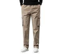 Pantaloni cargo larghi da uomo, mimetici, alla moda, in cotone tinta unita, con tasche, per escursioni, lavoro, viaggi, passeggiate, golf, Giallo, XXL