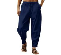 Pantaloni cargo neri Casual Pantaloni Con Tinta Unita A Righe Elastiche Lose Pantaloni Moda Pantaloni Pantaloni Pantaloni Da Jogging Laude Uomo, Blu marino, XL