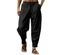 Pantaloni cargo neri Casual Pantaloni Con Tinta Unita A Righe Elastiche Lose Pantaloni Moda Pantaloni Pantaloni Pantaloni Da Jogging Laude Uomo, Nero , 3XL