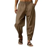Pantaloni cargo neri Casual Pantaloni Con Tinta Unita A Righe Elastiche Lose Pantaloni Moda Pantaloni Pantaloni Pantaloni Da Jogging Laude Uomo, marrone, XXL