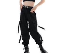 Pantaloni Cargo per Bambini,Pantaloni da Jogging per Ragazzo e Ragazza Street Hip Hop Dance(Nero,10-11 anni/150)