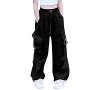 Pantaloni Cargo per Ragazze Pantaloni Sportivi Cargo per Bambini con Tasche Larghe e Coulisse a Vita Alta Casual Pantalone 10 Anni1