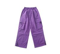 Pantaloni Cargo Per Ragazze, Pantaloni Sportivi, Pantaloni Cargo Solid Color Gamba Larga A Vita Alta Con Tasche Per Dance All'Aperto Elastico Molto Morbido Allentati Confortevole