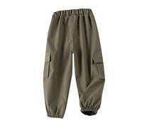 Pantaloni Cargo per Ragazzi e Bambini, Unisex, Primavera e Estate, Pantaloni Cargo per Ragazze, Larghi,alla Moda, per Il Tempo Libero,Pantaloncini da Sportivi per Bambini (Green, 3-4 Annis)