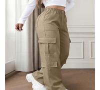 Pantaloni cargo tinta unita con tasche e bottoni, eleganti e casual, minimalisti e carini nello stile Y2K, gamba dritta non elasticizzata e leggera, taglie comode, adatti per la Festa degli Insegnanti