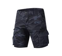 Pantaloni Cargo Tuta Plaid Camouflage Casual Sport Tasca Pulsante Grandi Dimensioni Pantaloncini Lavati Pantaloni sportivi Pantaloni della tuta, Blu scuro, 46