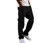 Pantaloni Cargo Uomo Baggy, Pantaloni Sportivi da Uomo, Larghi e Comodi, con Tasche Laterali, dal Design Europeo e Tinta Unita. (Black, XXL)