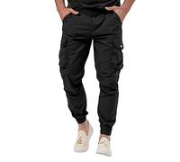 Pantaloni Cargo Uomo Casual Grande Tasca Pantaloni Elastici Resistenti Pantaloni Rangers Pantaloni Lunghi Sopra Safari Viaggi, Nero , 3XL