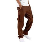 Pantaloni Cargo Uomo Casual, Pantaloni Sportivi da Uomo, Larghi e Comodi, con Tasche Laterali, dal Design Europeo e Tinta Unita. (Coffee, XXXL)
