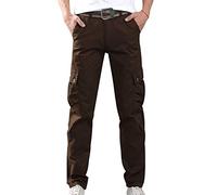 Pantaloni Cargo Uomo con Tasche Laterali Pantaloni Militari Tasconi Larghi Pantaloni Militare Elasticizzati Trekking Baggy Slim Skinny Oversize Classici Casual Calzoni Taglie Forti Vintage caffè 40