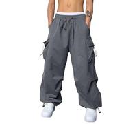 Pantaloni Cargo Uomo Estivi-Pantalone Uomo Cargo Leggero Elastico in Vita Casual Tinta Unita Pantaloni Lunghi Streetwear Hip Hop Vintage Pantalone Gamba Larga Multitasche Baggy Y2k Track Pants