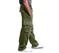 Pantaloni Cargo Uomo Imbottiti Invernali Termico Gamba Dritta con Coulisse Vita e Cordino Polsini Tasche Multiple Pantaloni da Lavoro Eleganti Casual Comoda per Sport Tempo Libero Casa,Verde,4XL