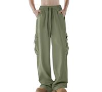 Pantaloni Cargo Uomo Moda Casual vestibilità Confortevole Tessuto Tecnico Traspirante Multitasche Design Moderno Stile Streetwear Elegante Ampia Gamba Ideale Giornata Libera (Green, M)