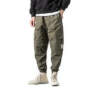 Pantaloni Cargo Uomo Multitasche Zip Combattimento Casual Jogger Hip Hop Pantaloni Cargo Primavera Autunno Leggero Pantaloni Semplice Stile Lungo Carg, Ag, 46