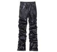 Pantaloni Cargo Uomo Tinta unita Lucido Pu Pelle Pantaloni Casa con