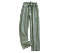Pantaloni casual 2025 Primavera Estate Thin Day System Plaid Home Pants Loose Home Pigiama Pantaloni, verde, XL