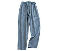 Pantaloni casual 2025 Primavera Estate Thin Day System Plaid Home Pants Loose Home Pigiama Pantaloni, Blu, M