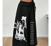 Pantaloni casual a gamba ampia con grafica di lettere e ritratti L,M,S,XSHalloweenTessuto in maglia