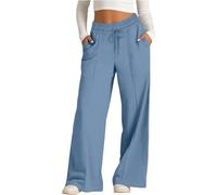 Pantaloni casual da donna a gamba larga, in tinta unita, con coulisse in vita, con tasche, pantaloni estivi leggeri ad asciugatura rapida, vestibilità larga, pantaloni da jogging all'aperto, pantaloni
