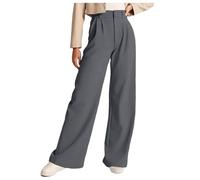 Pantaloni casual da donna a gamba larga, vita alta, pantaloni personalizzati con bottoni, con tasche find pantaloni da donna con gamba larga, grigio., M
