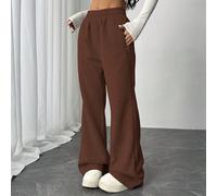 Pantaloni casual da donna a vita elastica con tasche, a zampa d'elefante, colore unito, adatti per strada, uso quotidiano, Ringraziamento, Natale, stile comodo da strada L,M,S,XL,XSColore unicoTessuto