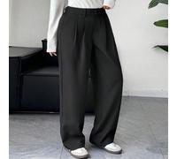 Pantaloni casual da donna oversize a gamba dritta, adatti per l'ufficio, utilizzabili in tutte le stagioni 0XL,1XL,2XL,3XLColore unicoTessuto intrecciato